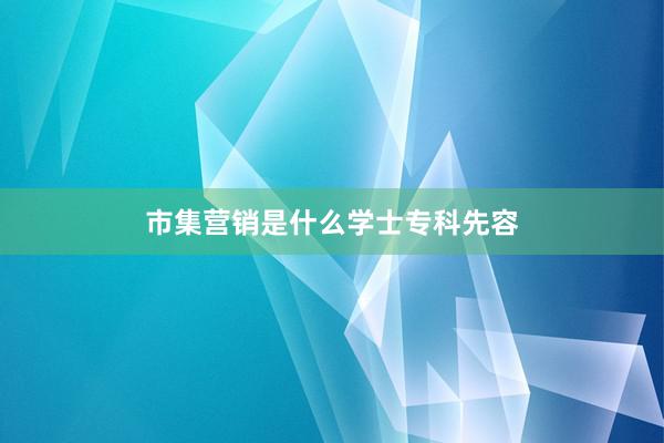 市集营销是什么学士专科先容